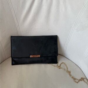 Black Clutch with Gold Chain